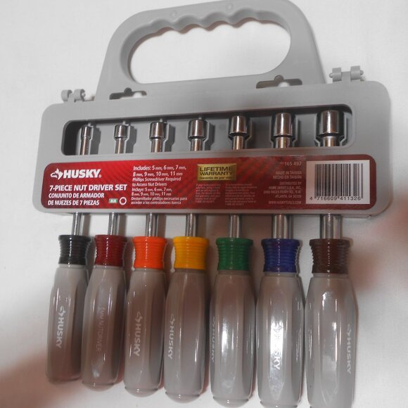 NEW HUSKY 7 PIECE NUT DRIVER SET w/ TOOL HANDLE LIFETIME WARRANTY 5MM-11MM 🎁👨 - Picture 8 of 9